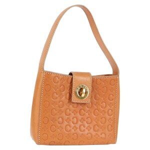 CELINE C Macadam Canvas Hand Bag Brown Gold Auth am8536V